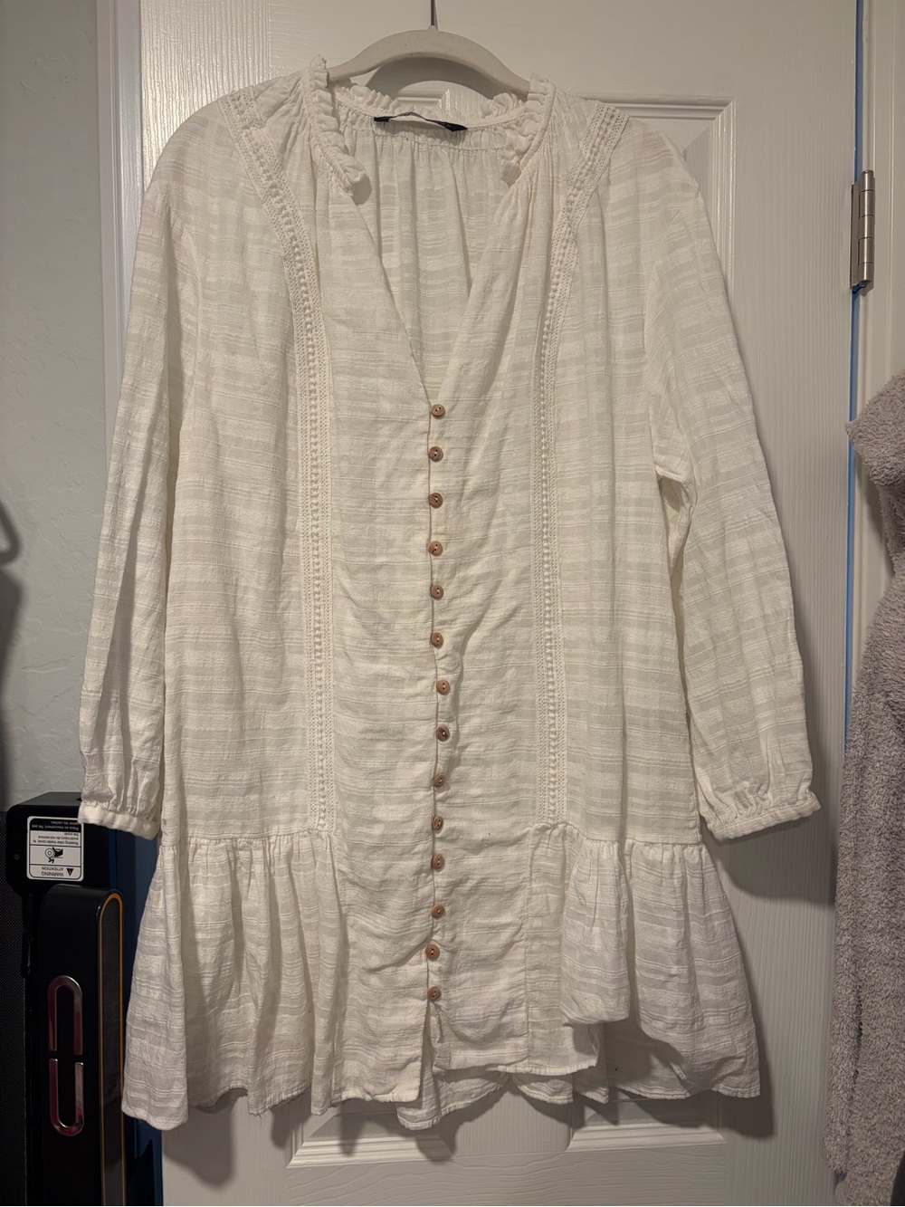 Zara Lightweight White Gauze Tunic Dress, Swim Coverup, Size XS - Picture 2 of 3